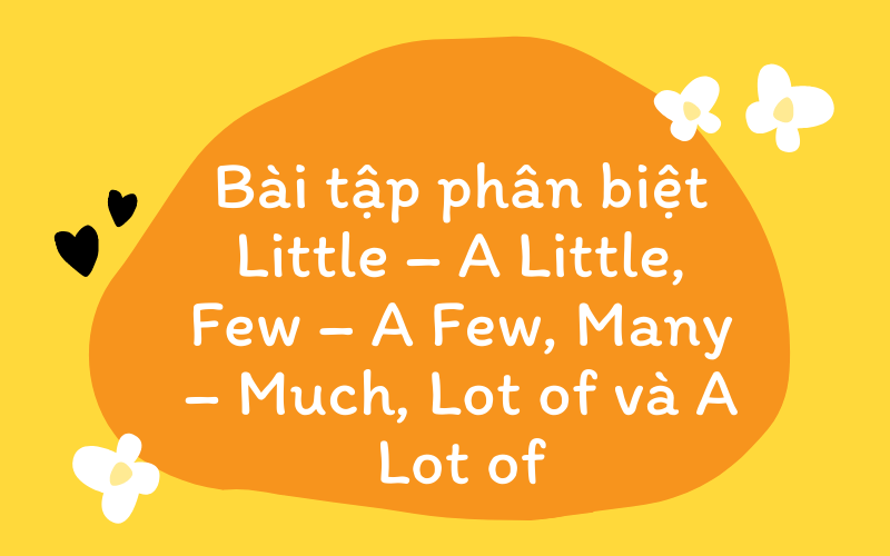 Little – A Little, Few – A Few, Many – Much, Lot of và A Lot of