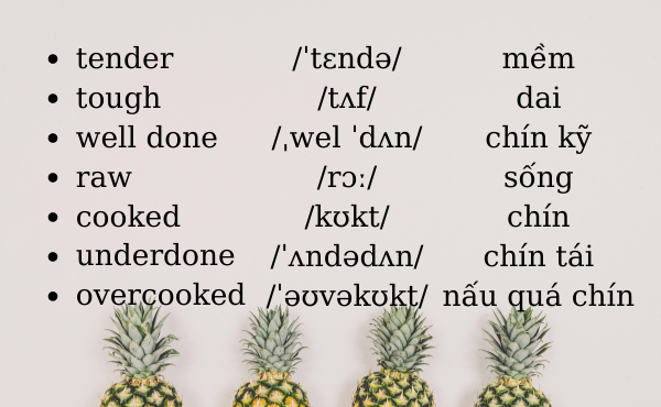 Tính từ tiếng Anh miêu tả đồ ăn
